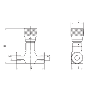 Zawór sterujący przepływem VRFB 90° 1/4" BSPP, Rozmiar g