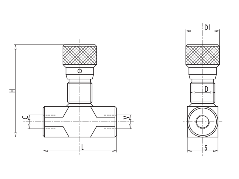 Zawór sterujący przepływem VRFB 90° 1/4" BSPP, Rozmiar g