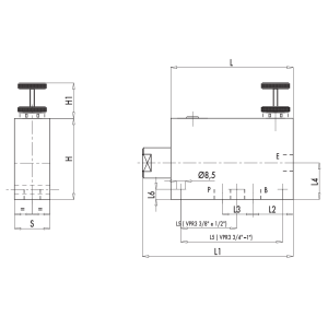 3 portowy zawór sterujący przepływem VPR3 3/8" BSPP, Rozm