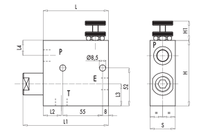 3 portowy zawór sterujący przepływem RFP3 3/8" BSPP, Rozm
