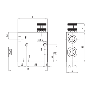 3 portowy zawór sterujący przepływem RFP3 3/8" BSPP, Rozm