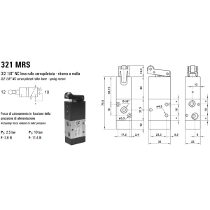 Zawór sterowany mechanicznie 321/521 MRS, Elektrozawory - p