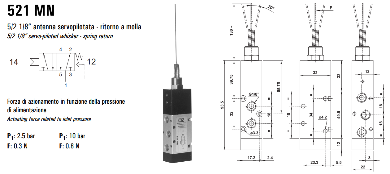 Zawór sterowany mechanicznie 321/521 MN, Elektrozawory - po