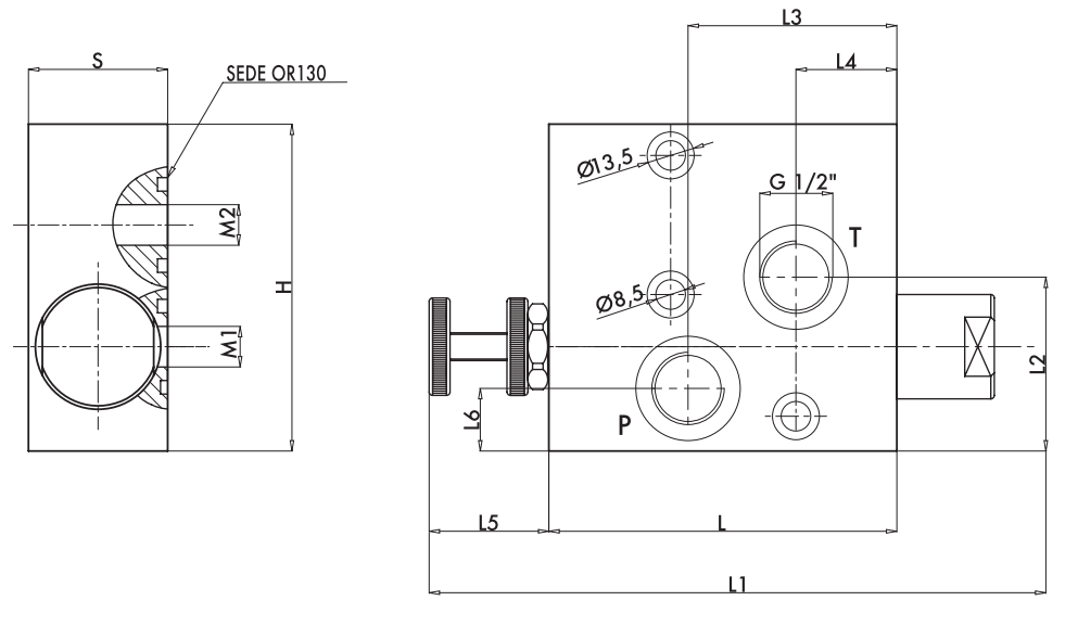Zawór sterujący przepływem RFP3 OMP/OMR 1/2" BSPP, Rozmia