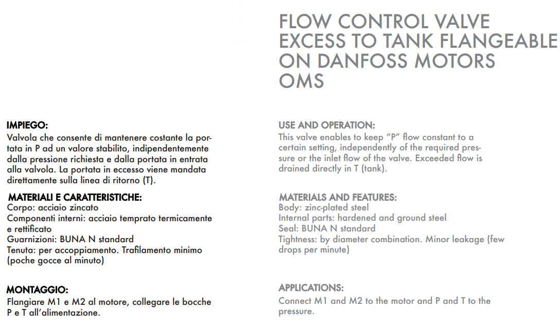 Zawór sterujący nadmiarem przepływu RFP3 OMS 1/2" BSPP, R