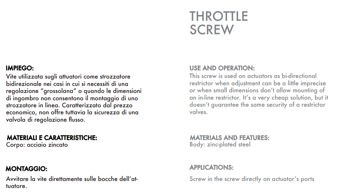 Śruba przepustnicy VS 1/4" BSPP, Rozmiar gwintu: 1/4" BSPP