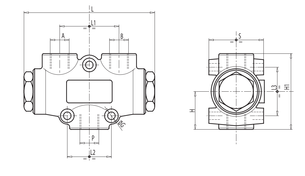 2 drogowy rozdzielacz przepływu 3/8" BSPP V-EQ 8, Rozmiar g