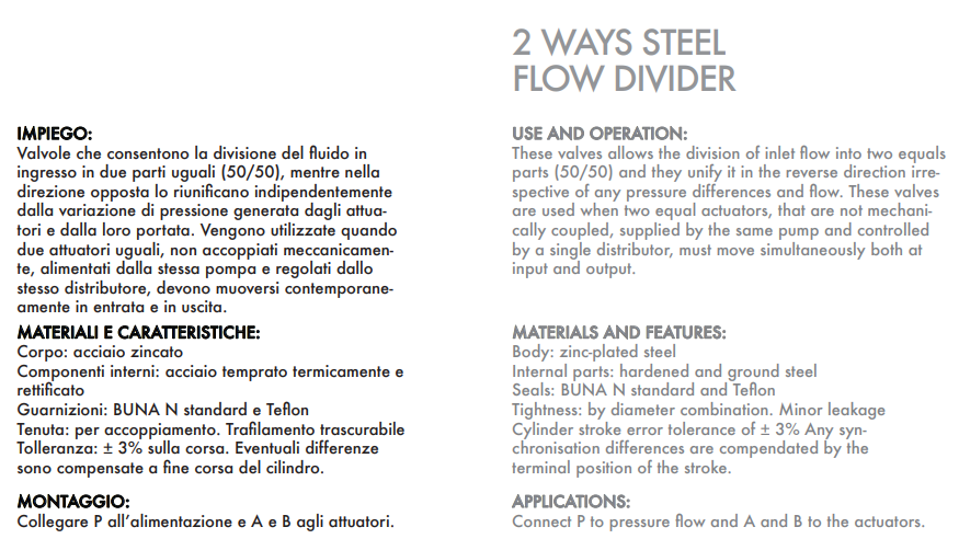 2 drogowy rozdzielacz przepływu stalowy 3/8" BSPP DFL 1 - 3