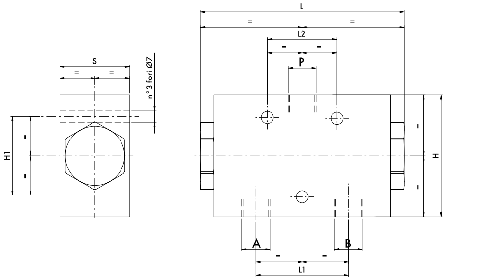 2 drogowy rozdzielacz przepływu stalowy 3/8" BSPP DFL 1 - 3