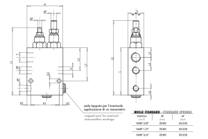 Zawór 2 pompowy odciążający VABP 3/8" BSPP, Rozmiar gwin