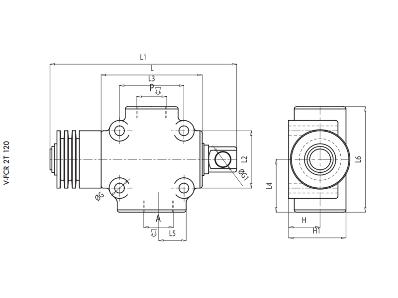 Zawór krańcowy V-FCR 2T 60, Rozmiar gwintu: 3/8" BSPP