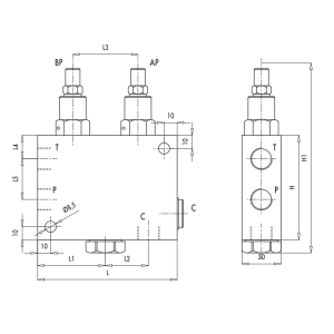 Jednodrogowy blok specjalny VNS 3/8" BSPP, Rozmiar gwintu: 3