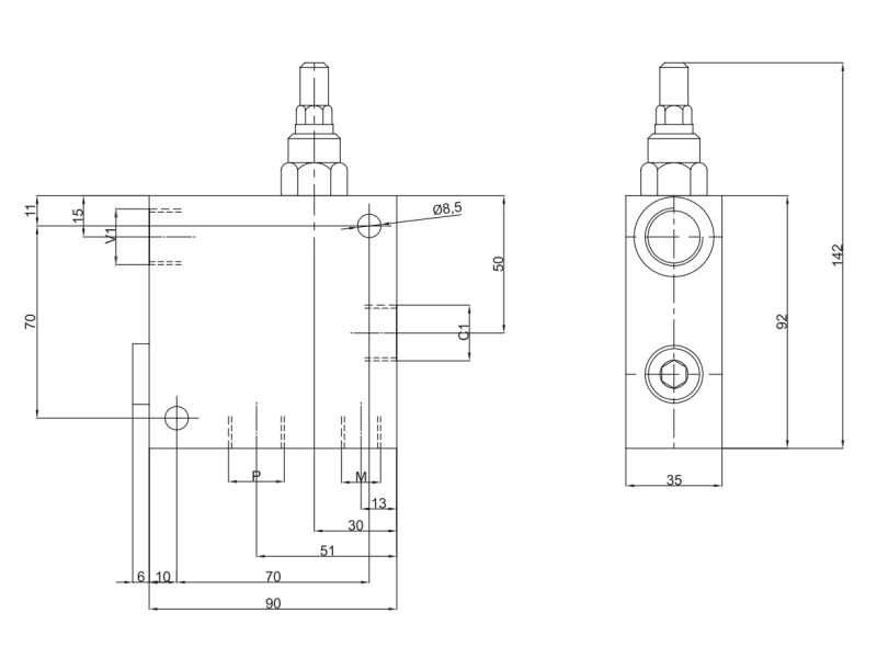 Zawór regeneracyjny 1/2" BSPP, Rozmiar gwintu: 1/2" BSPP