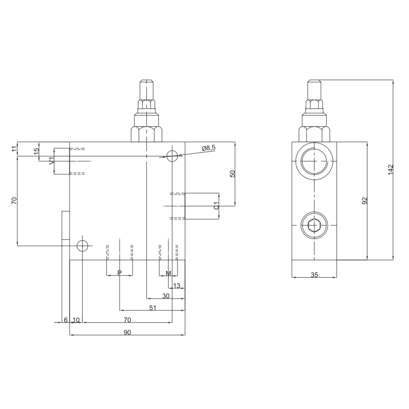 Zawór regeneracyjny 1/2" BSPP, Rozmiar gwintu: 1/2" BSPP