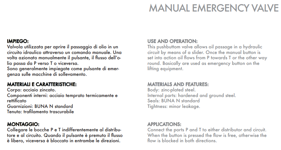 Ręczny zawór awaryjny VEM 1/2" BSPP, Rozmiar gwintu: 1/2"