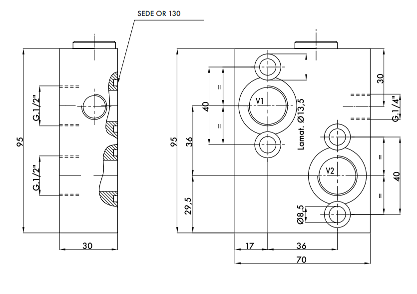 Zawór odblokowujący hamulce VSBF 1/2" BSPP OMP/OMR, Rozmia