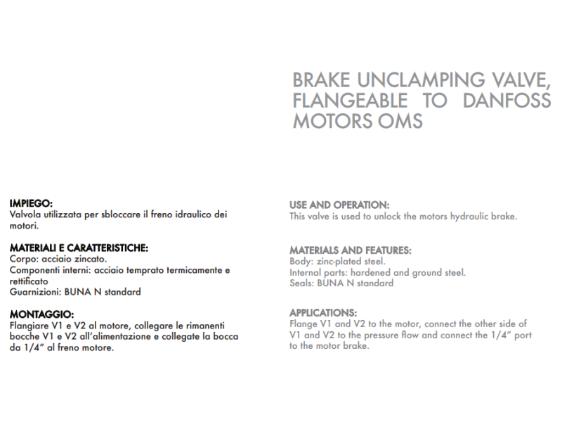 Zawór odblokowujący hamulce pionowy VSBF 1/2" BSPP OMS, Ro