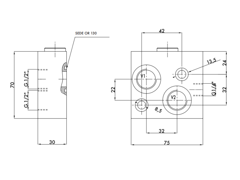 Zawór odblokowujący hamulce pionowy VSBF 1/2" BSPP OMS, Ro