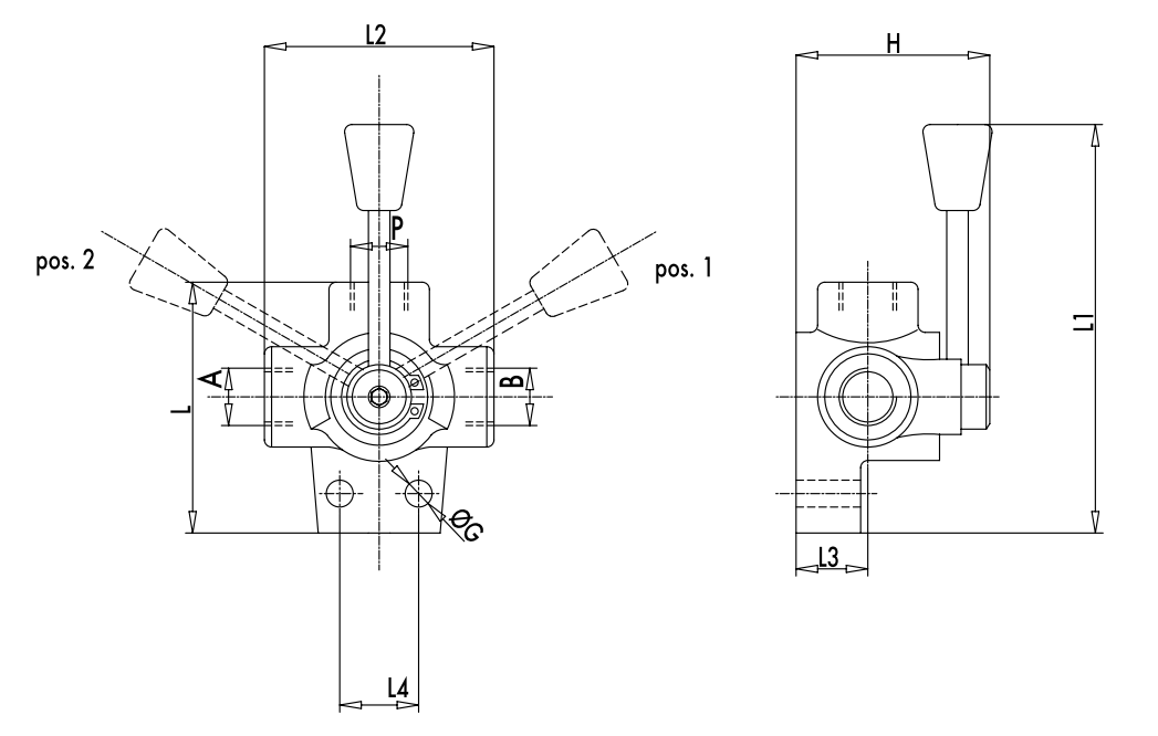 Zawór rozdzielający w 3 strony DF 3 3/8" BSPP, Rozmiar gwi