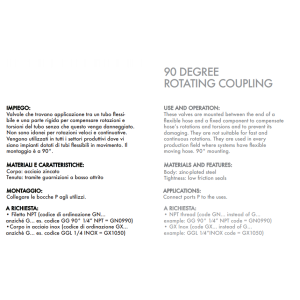 Złącze obrotowe GG 90° 1/4" BSPP, Rozmiar gwintu: 1/4" BS