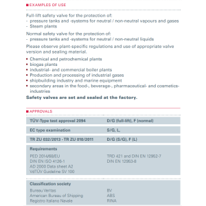 Zawór bezpieczeństwa Seria 455, Średnica nominalna DN: DN