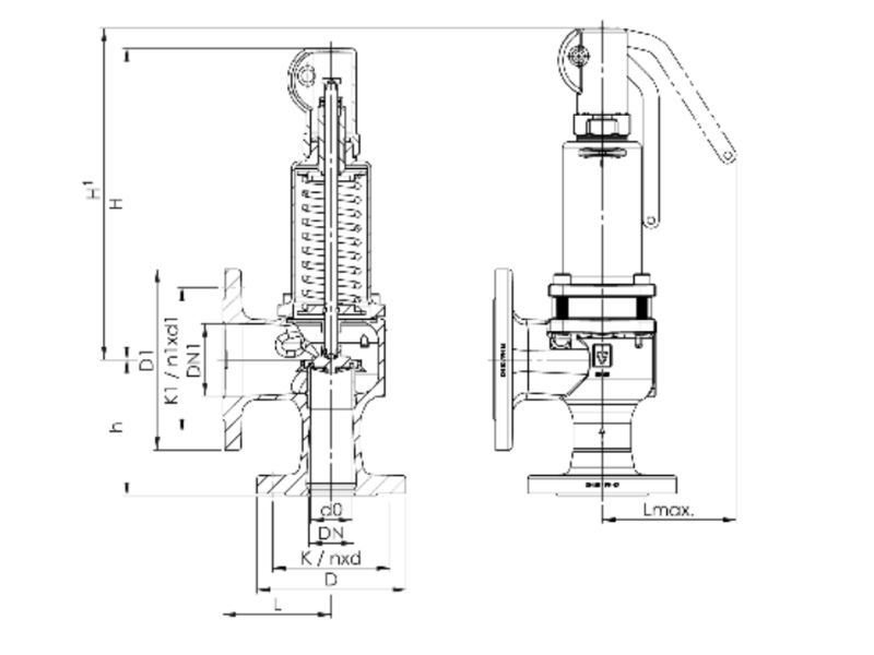 Zawór bezpieczeństwa Seria 852, Średnica nominalna DN: DN