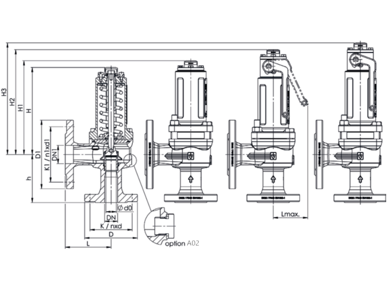 Zawór bezpieczeństwa Seria 355, Średnica nominalna DN: DN