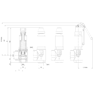 Zawór bezpieczeństwa Seria 851, Rozmiar gwintu (2): 1.1/2'