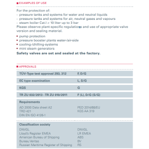 Zawór bezpieczeństwa Seria 652, Rozmiar gwintu (2): 3/4" B