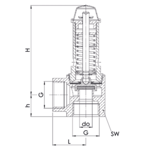 Zawór bezpieczeństwa Seria 652, Rozmiar gwintu (2): 3/4" B