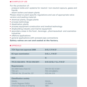Zawór bezpieczeństwa Seria 420, Rozmiar gwintu (2): 1/4" B