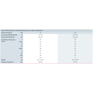 Zawór bezpieczeństwa Seria 420, Rozmiar gwintu (2): 1/4" B