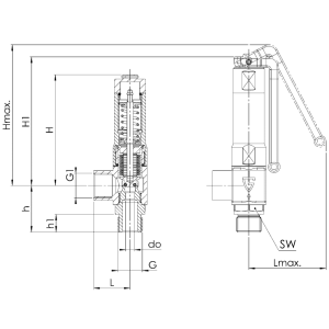 Zawór bezpieczeństwa Seria 420, Rozmiar gwintu (2): 1/4" B