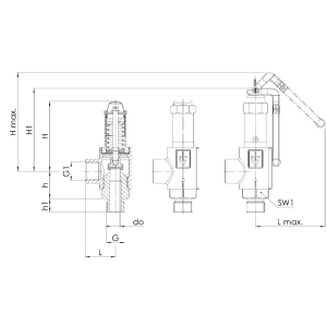 Zawór bezpieczeństwa Seria 461, Rozmiar gwintu (2): 3/8" B