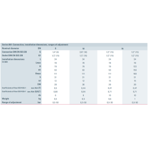 Zawór bezpieczeństwa Seria 861, Rozmiar gwintu (2): 3/8" B