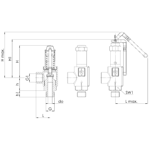 Zawór bezpieczeństwa Seria 861, Rozmiar gwintu (2): 3/8" B