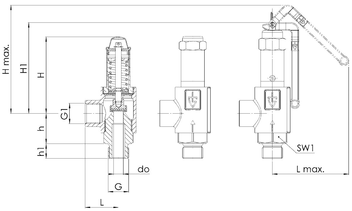 Zawór bezpieczeństwa Seria 861, Rozmiar gwintu (2): 3/8" B