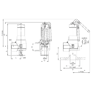 Zawór bezpieczeństwa Seria 642, Rozmiar gwintu (2): 2.1/2"