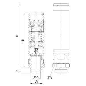 Zawór bezpieczeństwa Seria 412, Rozmiar gwintu (2): 1/2" B