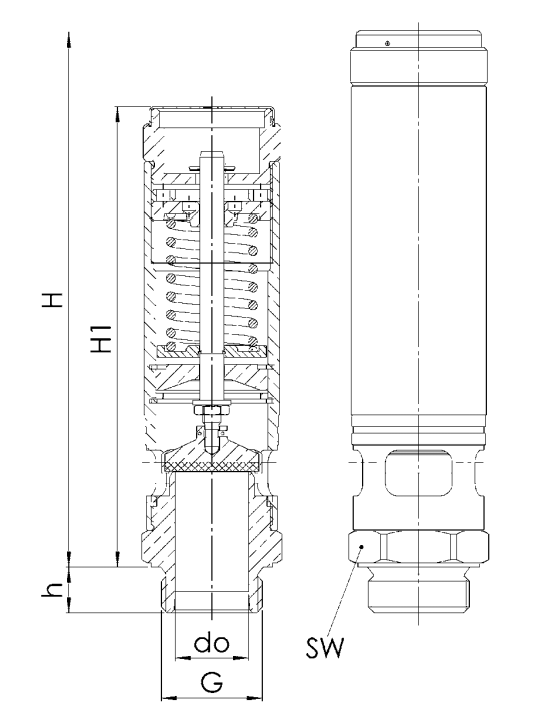 Zawór bezpieczeństwa Seria 412, Rozmiar gwintu (2): 1/2" B