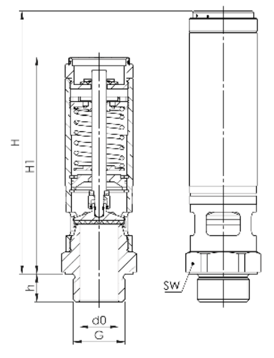 Zawór bezpieczeństwa Seria 812, Rozmiar gwintu (2): 1/2" B