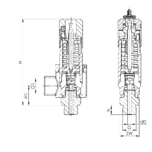 Zawór bezpieczeństwa Seria 492, Rozmiar gwintu (2): 1/2" B
