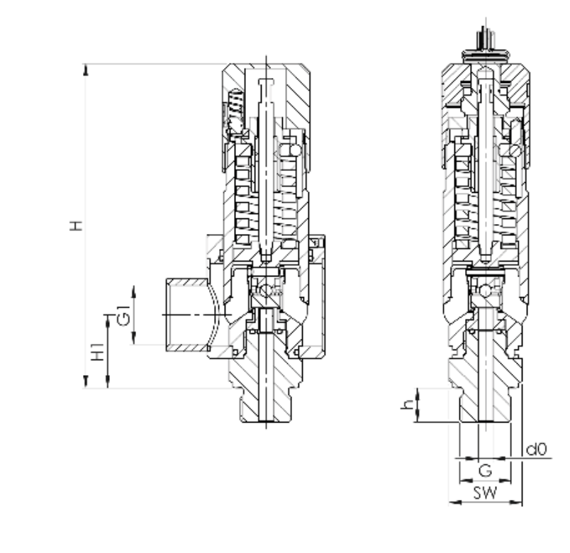 Zawór bezpieczeństwa Seria 492, Rozmiar gwintu (2): 1/2" B
