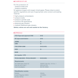 Zawór bezpieczeństwa Seria 492 GOX, Rozmiar gwintu (2): 1/