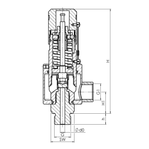 Zawór bezpieczeństwa Seria 492 GOX, Rozmiar gwintu (2): 1/