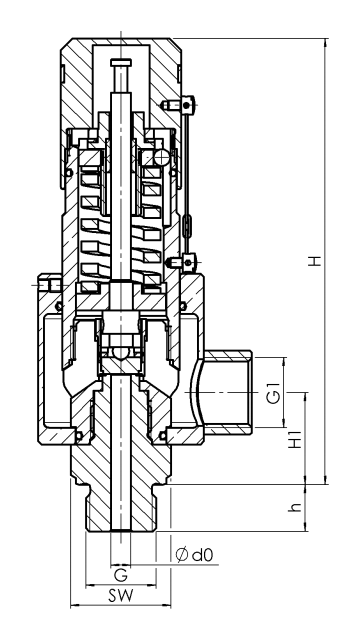 Zawór bezpieczeństwa Seria 492 GOX, Rozmiar gwintu (2): 1/