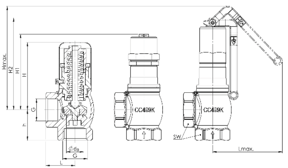 Zawór bezpieczeństwa Seria 628, Rozmiar gwintu (2): 2" BSP