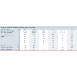 Zawór bezpieczeństwa Seria 601, Rozmiar gwintu (2): 1/2" B
