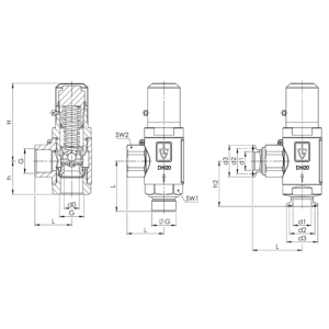 Zawór bezpieczeństwa Seria 418, Rozmiar gwintu (2): 1/2" B