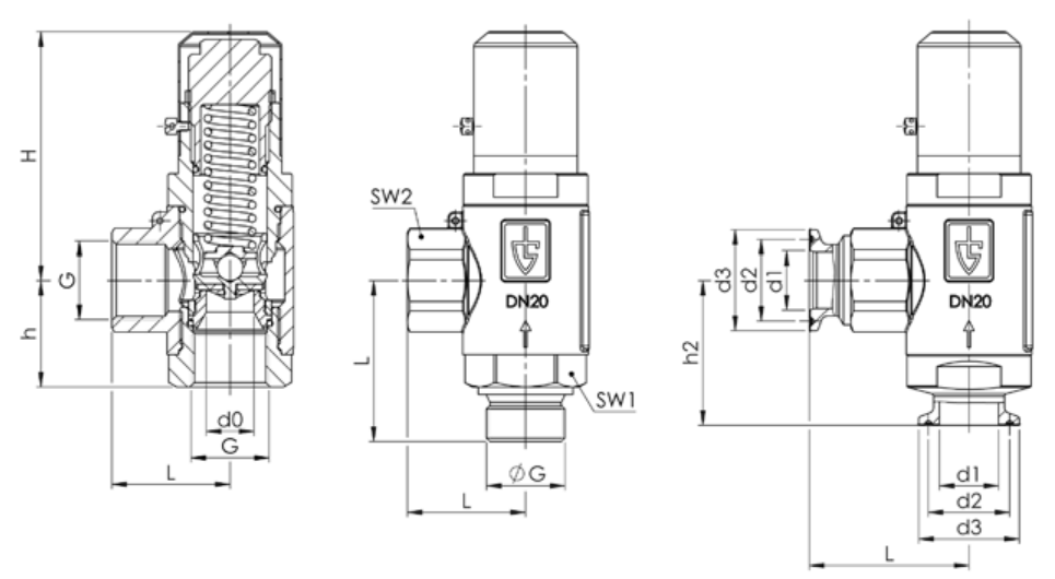 Zawór bezpieczeństwa Seria 418, Rozmiar gwintu (2): 1/2" B
